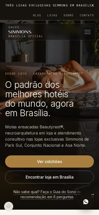 Versão mobile do site