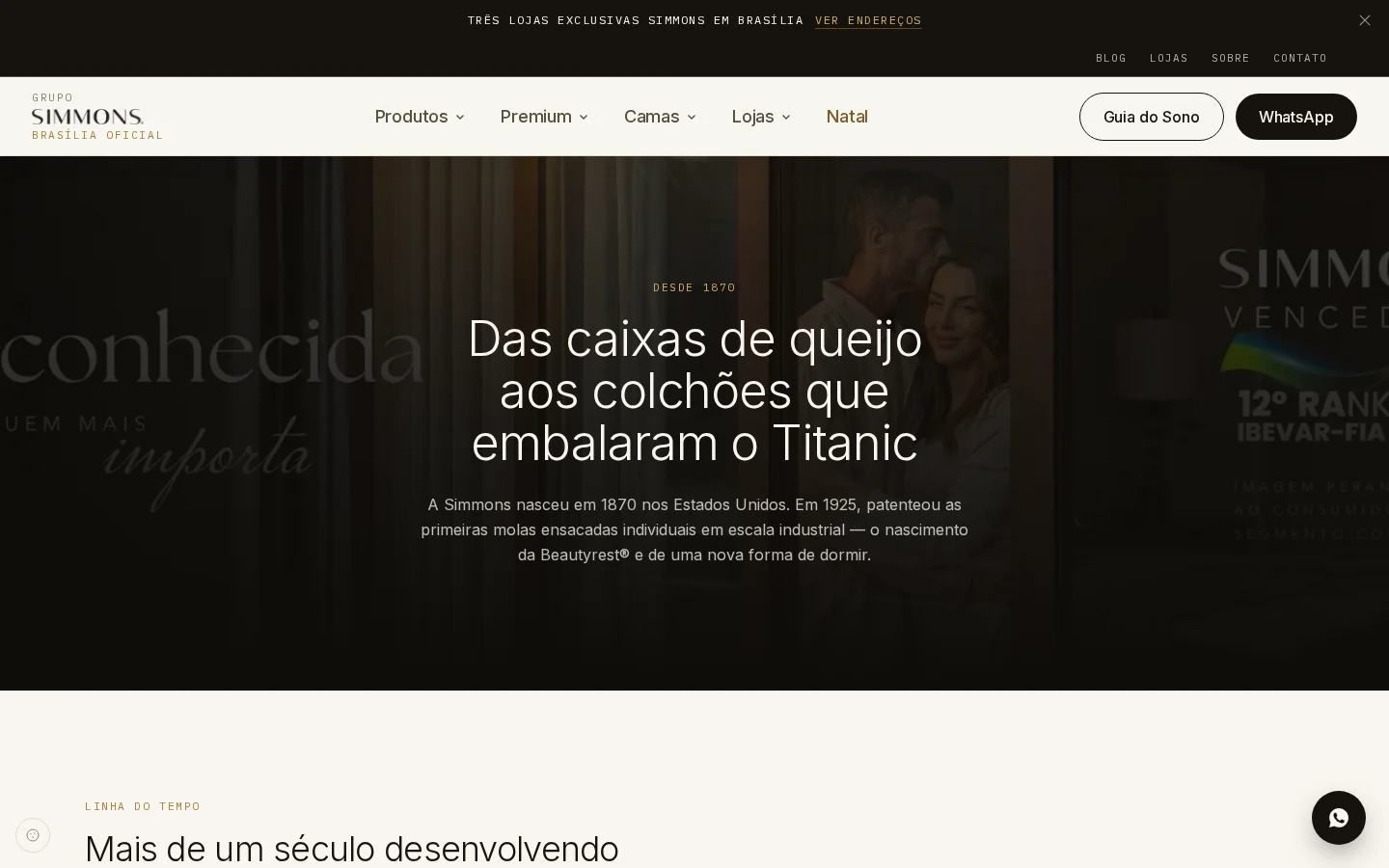 Página do site da Simmons Brasília